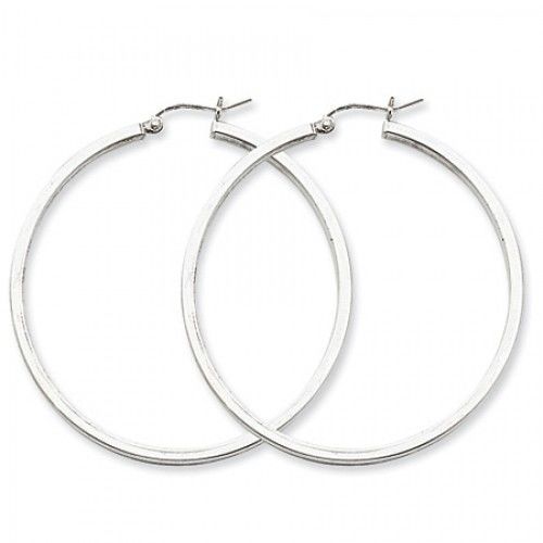 Square Tube Earrings - Hoop in Sterling Silver - Notched W/ Post - Superb