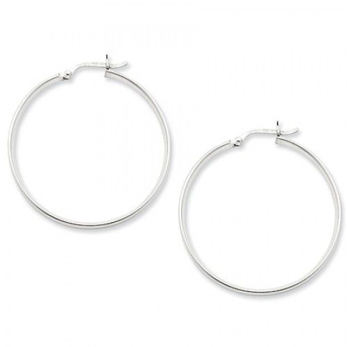 Round Earrings - Hoop in Sterling Silver - Notched Back - Women - Pleasant