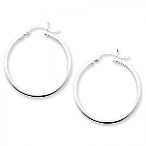 Round Earrings - Hoop in Sterling Silver - Post W/ Hinge - Women - Tempting