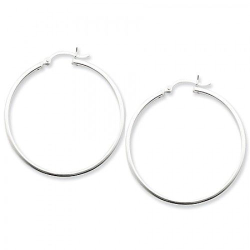 Round Earrings - Hoop in Sterling Silver - Notched W/ Hinge - Women - Flattering