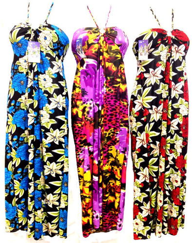 Womens Tie Neck Floral Print Dresses - Assorted Case Pack 12