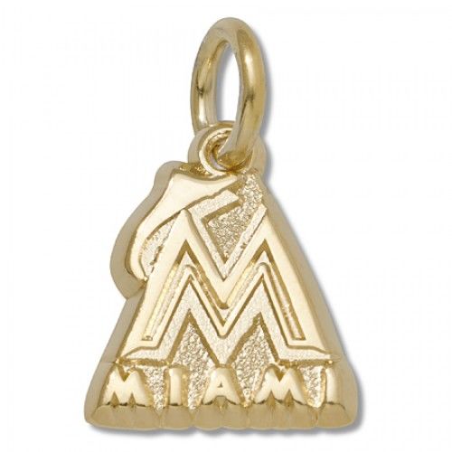 Miami Marlins Charm in Yellow Gold - 10kt - Bright - Unisex Adult