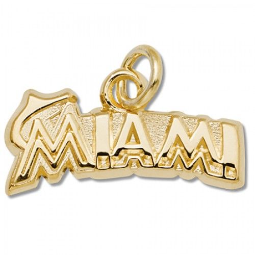 Miami Marlins Charm in Yellow Gold - 14kt - Astonishing - Unisex Adult