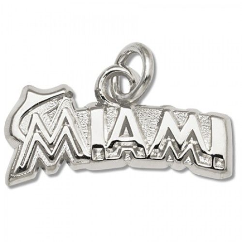 Miami Marlins Charm in Sterling Silver - Glossy Polish - Eye-Popping