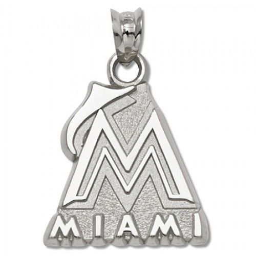 Officially Licensed 14k White Gold Miami Marlins Pendant Logo