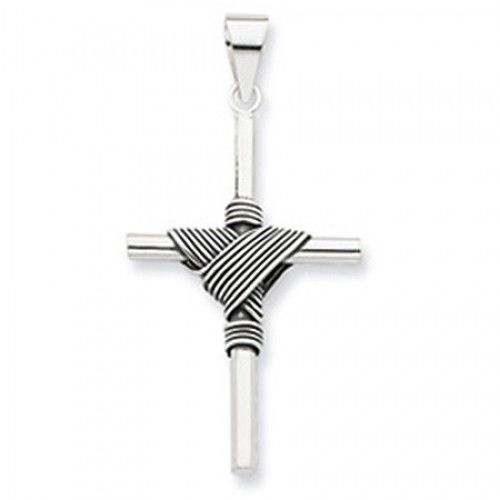 Sterling Silver Antiqued Cross Pendant Drop