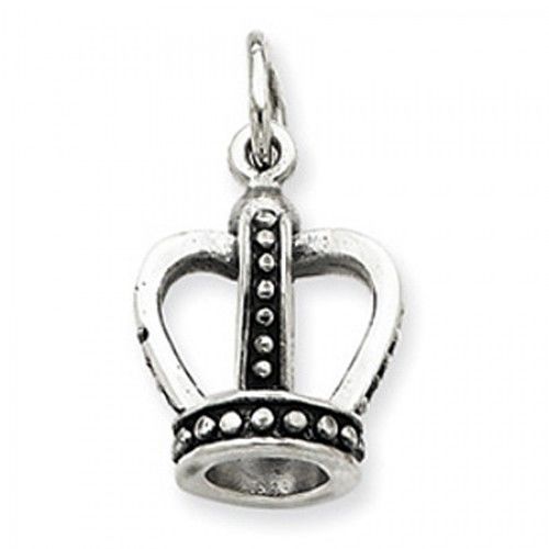 Crown Charm in Sterling Silver - Mirror Polish - Cute - Unisex Adult