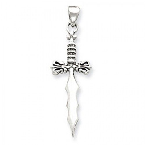 Sterling Silver Antiqued Dagger Pendant Drop
