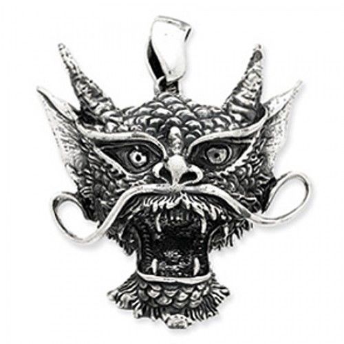 Sterling Silver Chinese Dragon Pendant Drop