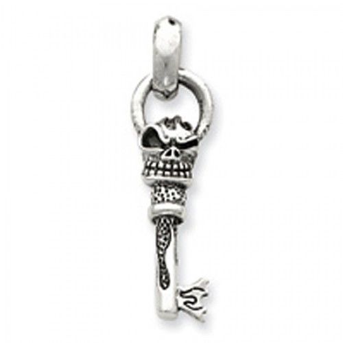 Sterling Silver Skull Key Charm Drop
