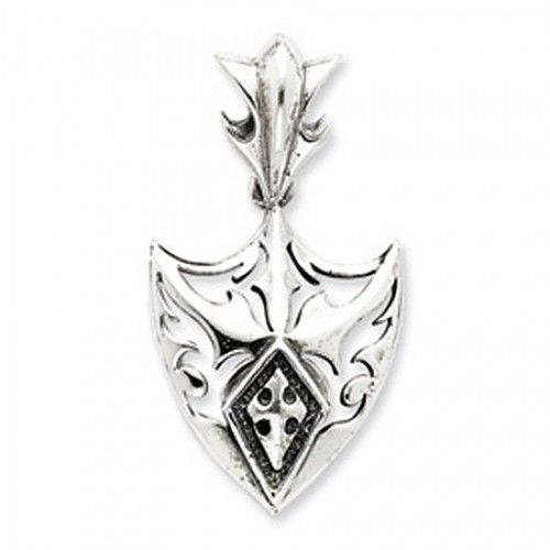 Sterling Silver Antiqued Shield Pendant Dangle