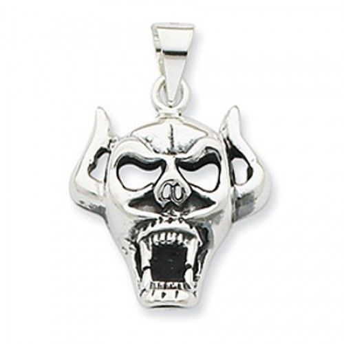 Sterling Silver Bull Skull Pendant Dangle