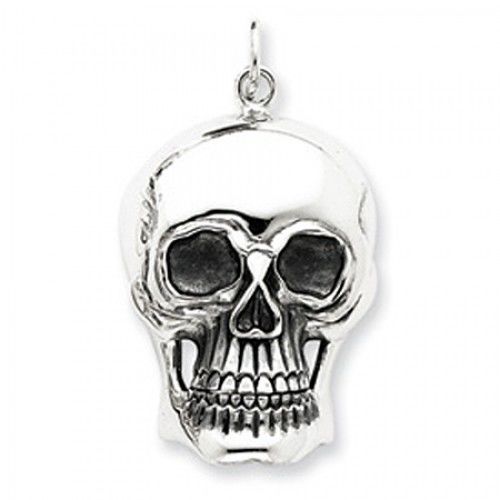 Sterling Silver Detailed Antique Skull Charm Dangle
