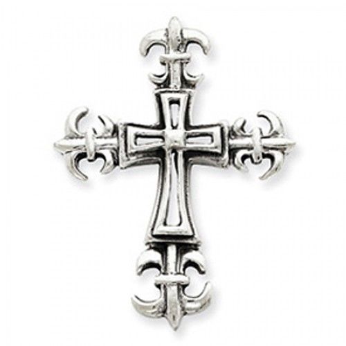 Sterling Silver Filigree Antique Cross Pendant Drop