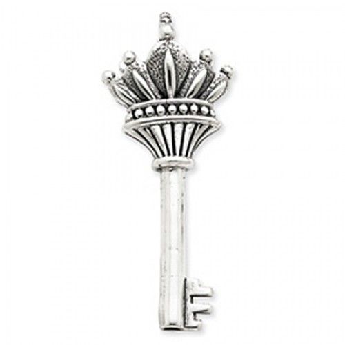 Sterling Silver Crowned Key Pendant Drop