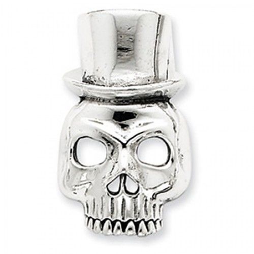 Sterling Silver Skull W/ Top Hat Pendant Drop