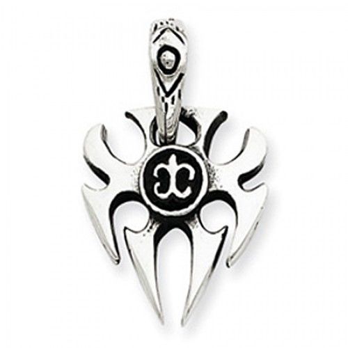 Sterling Silver Antique Finish Dangle Fancy Fleur De Lis Pendant