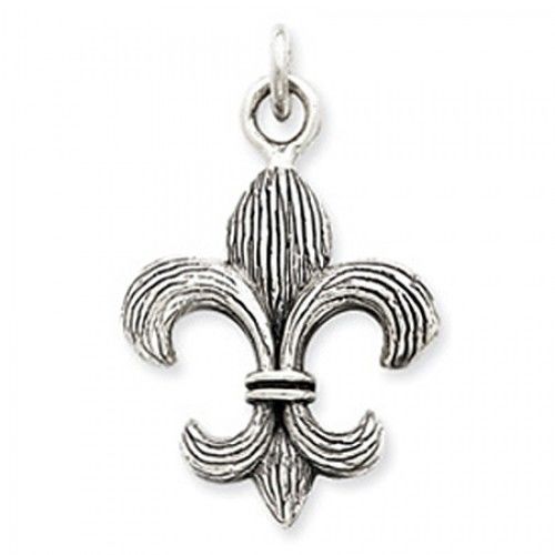 Fleur De Lis Charm in Sterling Silver - Mirror Finish - Grand - Unisex Adult