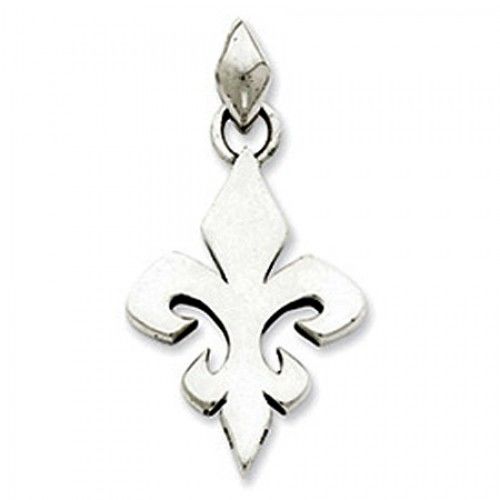 Sterling Silver Polished Finish Dangle Gothic Fleur De Lis Pendant