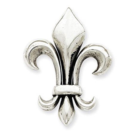 Sterling Silver Polished Finish Drop Solid Fleur De Lis Pendant