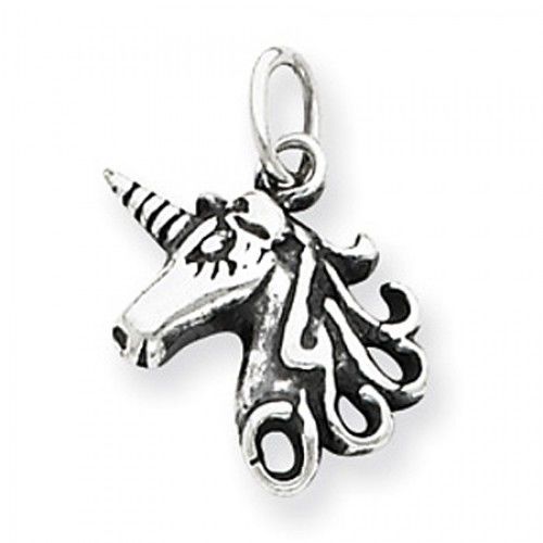 Unicorn Head Charm in Sterling Silver - Glossy Finish - Wonderful - Women