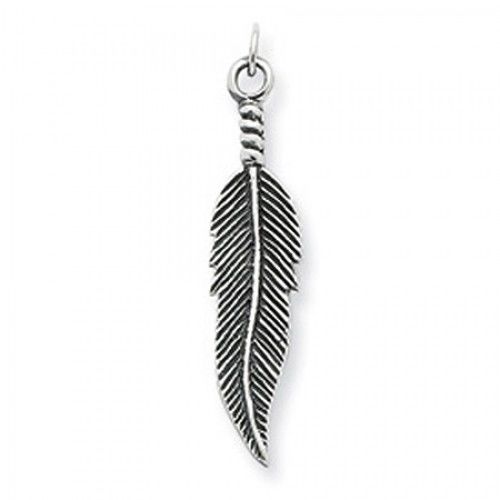 Feather Charm in Sterling Silver - Fascinating - Unisex Adult