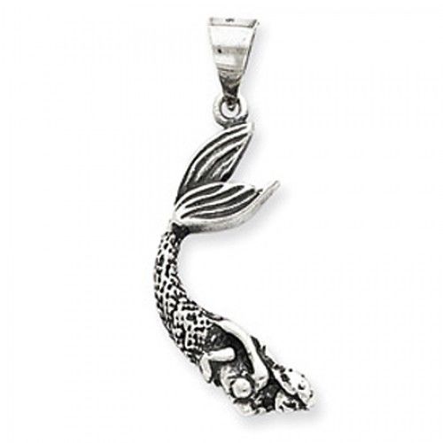 Sterling Silver Antique Dangle Mermaid Pendant