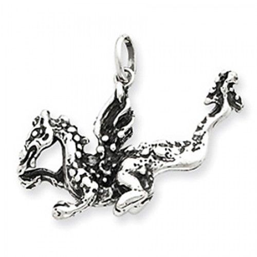 Dragon Charm in Sterling Silver - Mirror Polish - Fascinating