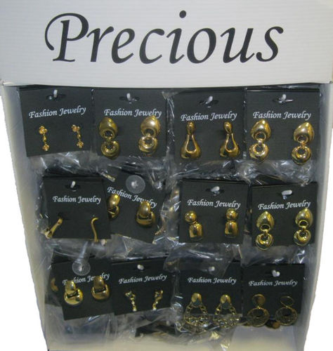 Precious Fashion Jewelry Gold Earring Display Case Pack 144