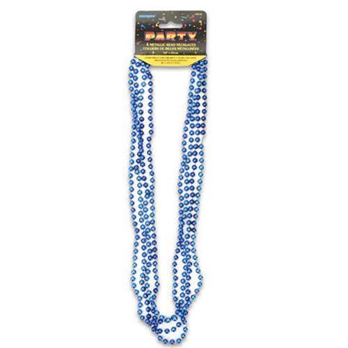 Blue Bead Necklace 32"" 4 Count Case Pack 144
