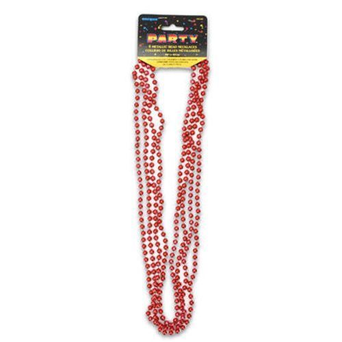 Red Bead Necklace 32"" 4 Count Case Pack 144