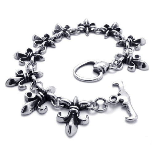 316L Titanium Steel Dangling Spaded Bracelet for Men's Retro Jewelry Styles