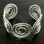 Silver Hammered Cuff - Spirals
