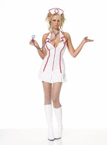 Women's Costume: Head Nurse Zip Dress- Extra Large