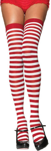 Tights Thigh Hi Stripe Blk Wht Case Pack 2
