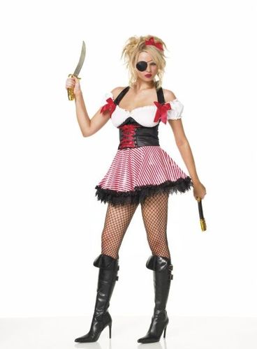 Women's Costume: Pirate Wench Halter Dress- Large