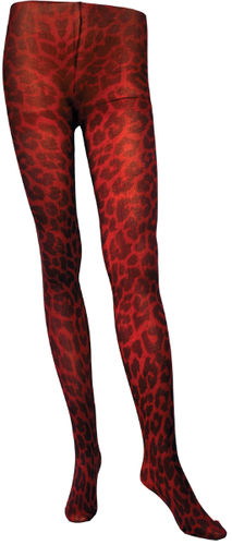 Red Leopard Print Tights- Women's