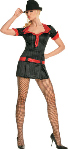 Women's Costume: Gangsta Lady, Black/Red- Medium