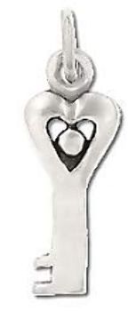 Sterling Silver Key To My Heart Charm Pendant