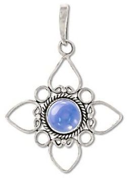 Sterling Silver Hand Made Bali Genuine Moonstone Star Pendant - Blue Moonstone