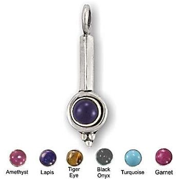 Sterling Silver Hand-Made Genuine Stone Pendants- Lapis