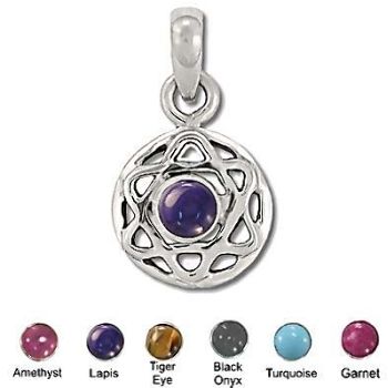 Sterling Silver Hand-Made Genuine Stone 6 Point Star Pendant - Amethyst