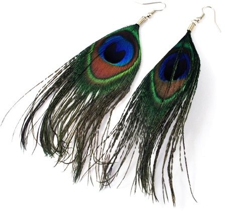 Pair Of Colorful Peacock Feather 4 1/2 Inches