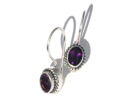 Sterling Silver Bali Hand-Made Amethyst Earrings