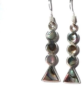 Sterling Silver Stacked Circle And Triangle Genuine Stone Earrings - Black Onyx