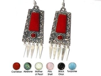 Sterling Silver Genuine Shell Exotic Hand Made Dangle Earring - Abalone