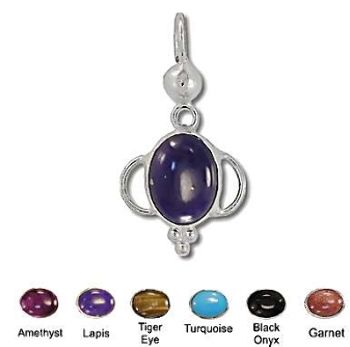 Sterling Silver Hand-Made Genuine Stone Pendant - Garnet