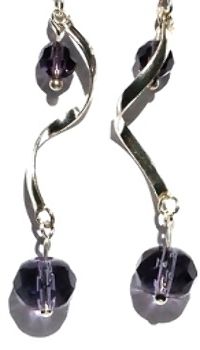 Sterling Silver Twisted Dangle Earrings With Crystal Beads - Clear