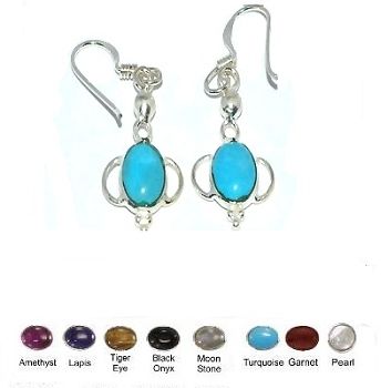 Sterling Silver Handmade Genuine Stone Earrings - Blue Lapis