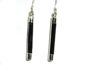Sterling Silver Genuine Stone Cylinder Shape Dangle Earrings - Carnelian